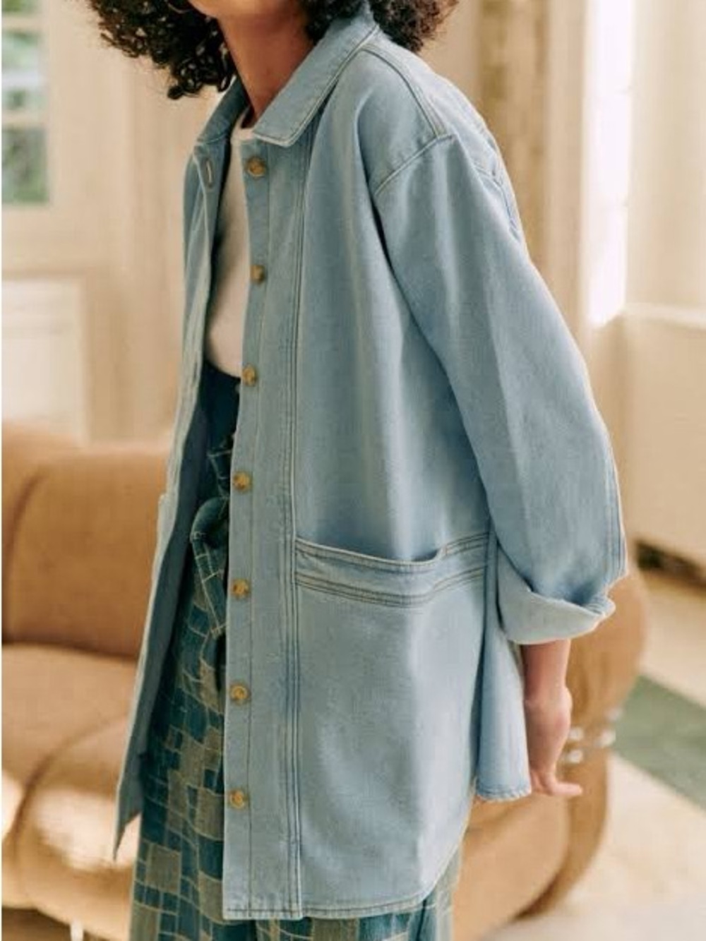 Sezane Snow Blue Denim Will Jacket